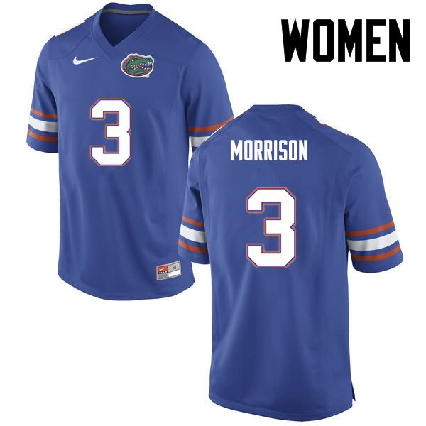 NCAA Florida Gators Antonio Morrison Women's #3 Nike Blue Stitched Authentic College Football Jersey FGR4364UX